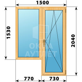 Балконный блок из сосны 1500×2040 Тип 6 ОА-52265