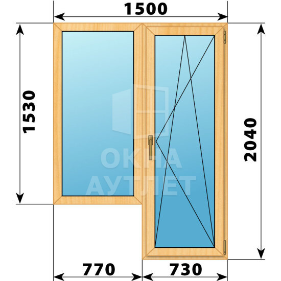 Балконный блок из сосны 1500×2040 Тип 6 ОА-52265