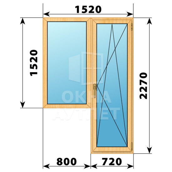 Балконный блок из сосны 1520×2270 Тип 6 ОА-52289