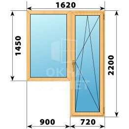 Балконный блок из сосны 1620×2200 Тип 6 ОА-52280