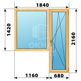 Балконный блок из сосны 1840×2160 Тип 6 ОА-52271