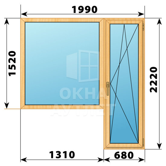 Балконный блок из сосны 1990×2220 Тип 6 ОА-52328