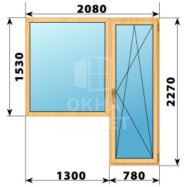 Балконный блок из сосны 2080×2270 Тип 6 ОА-52355