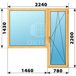 Балконный блок из сосны 2240×2200 Тип 6 ОА-52358