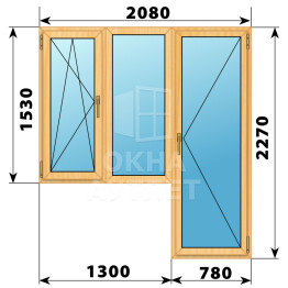 Балконный блок из сосны 2080×2270 Тип 7 ОА-52607