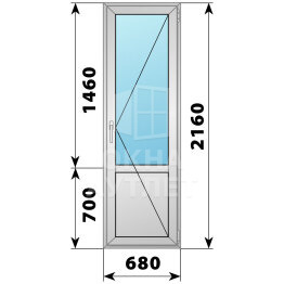 Деревянно-алюминиевая балконная дверь с глухим низом 680×2160 П ОА-60823