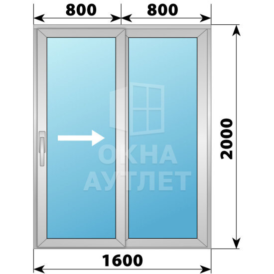Деревянно-алюминиевая раздвижная дверь 1600×2000 2С ОА-66547