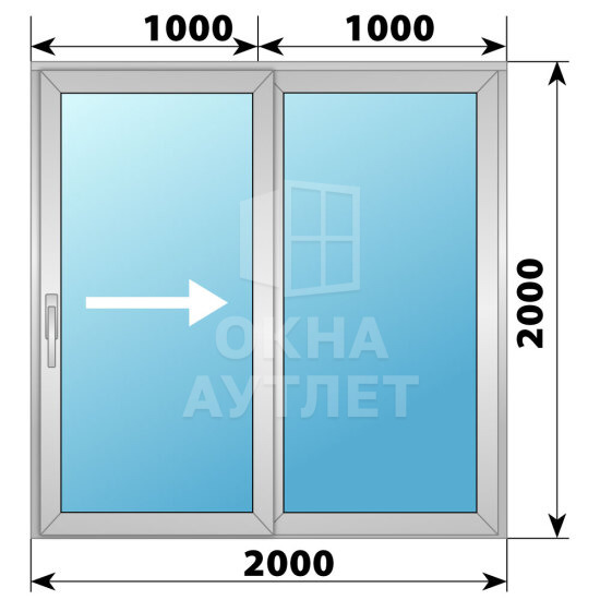 Деревянно-алюминиевая раздвижная дверь 2000×2000 2С ОА-66583