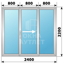 Деревянно-алюминиевая раздвижная дверь 2400×2200 3С ОА-66631