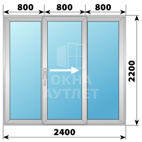 Деревянно-алюминиевая раздвижная дверь 2400×2200 3С ОА-66631