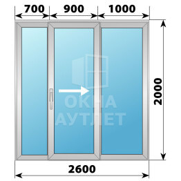 Деревянно-алюминиевая раздвижная дверь 2600×2000 3СН ОА-66628