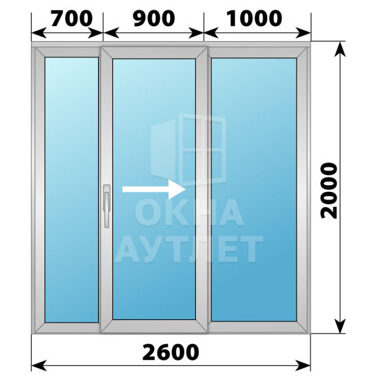 Деревянно-алюминиевая раздвижная дверь 2600×2000 3СН ОА-66628