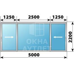 Деревянно-алюминиевая раздвижная дверь 5000×2200 3С1 ОА-67327