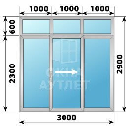 Деревянно-алюминиевая раздвижная дверь 3000×2900 3С ОА-64144