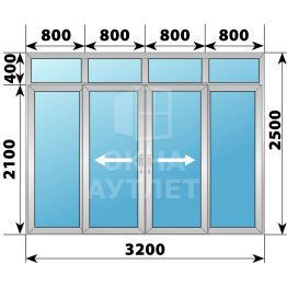 Деревянно-алюминиевая раздвижная дверь 3200×2500 4С1 ОА-66682