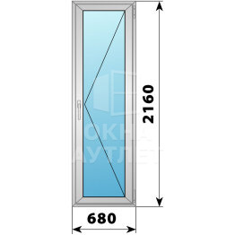 Деревянно-алюминиевая стеклянная балконная дверь 680×2160 П ОА-58849