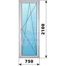 Деревянно-алюминиевая стеклянная балконная дверь 750×2100 ПО ОА-60655