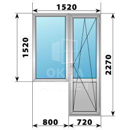Деревянно-алюминиевый балконный блок 1520×2270 Тип 1 ОА-52736