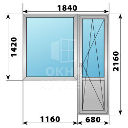 Деревянно-алюминиевый балконный блок 1840×2160 Тип 1 ОА-52799