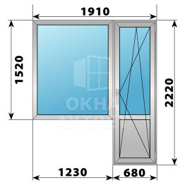 Деревянно-алюминиевый балконный блок 1910×2220 Тип 1 ОА-52892