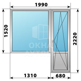 Деревянно-алюминиевый балконный блок 1990×2220 Тип 1 ОА-52922