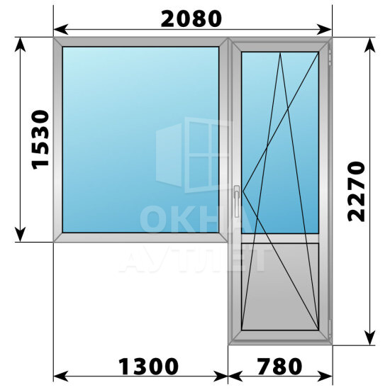 Деревянно-алюминиевый балконный блок 2080×2270 Тип 1 ОА-53006