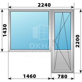 Деревянно-алюминиевый балконный блок 2240×2200 Тип 1 ОА-53018
