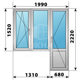 Деревянно-алюминиевый балконный блок 1990×2220 Тип 2 ОА-53129