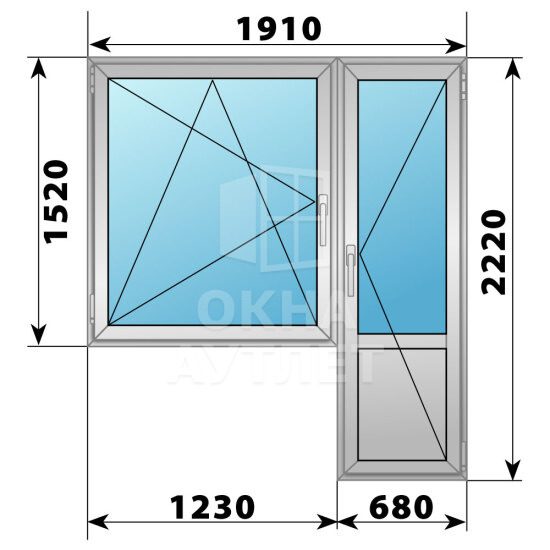 Деревянно-алюминиевый балконный блок 1910×2220 Тип 3 ОА-53048