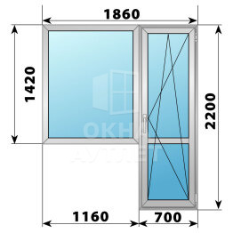 Деревянно-алюминиевый балконный блок 1860×2200 Тип 4 ОА-52802