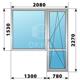 Деревянно-алюминиевый балконный блок 2080×2270 Тип 4 ОА-52973