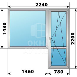 Деревянно-алюминиевый балконный блок 2240×2200 Тип 4 ОА-52985