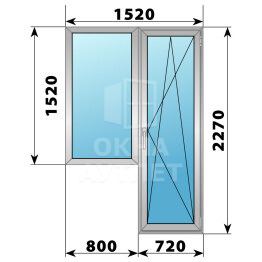 Деревянно-алюминиевый балконный блок 1520×2270 Тип 6 ОА-52694