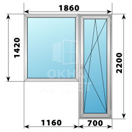 Деревянно-алюминиевый балконный блок 1860×2200 Тип 6 ОА-52772