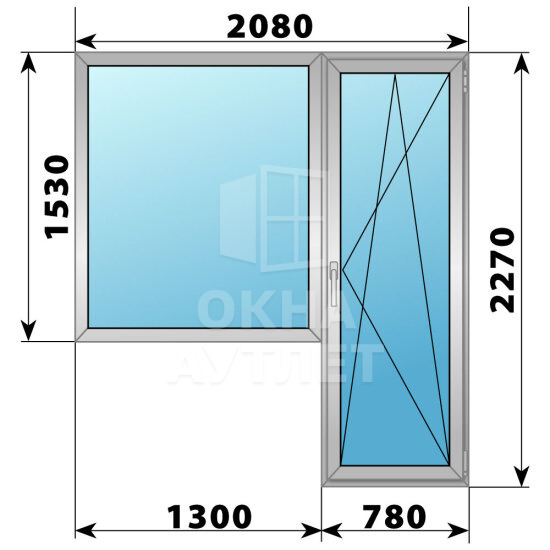 Деревянно-алюминиевый балконный блок 2080×2270 Тип 6 ОА-52952