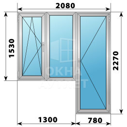 Деревянно-алюминиевый балконный блок 2080×2270 Тип 7 ОА-53150