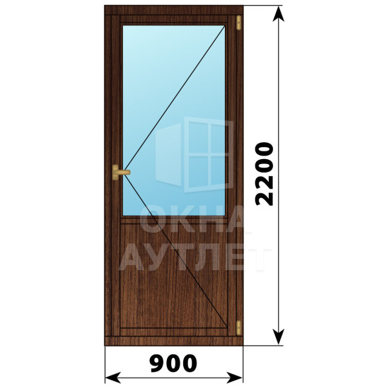 Деревянная дверь с глухой вставкой 900×2200 дуб ОА-33468