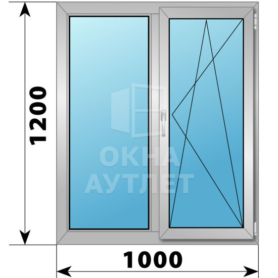 Двухстворчатое алюминиевое окно 1000×1200 Г-ПО ОА-54532