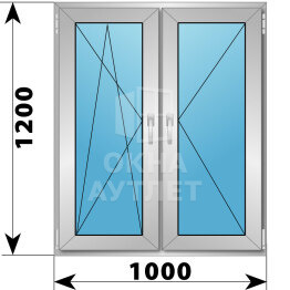 Двухстворчатое алюминиевое окно 1000×1200 ПО-П ОА-54922