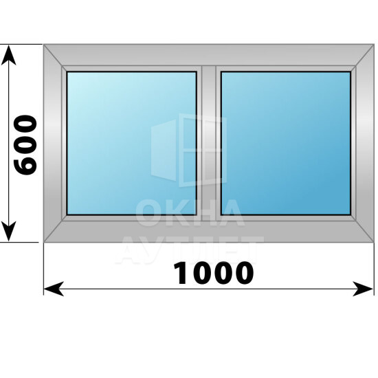 Двухстворчатое алюминиевое окно 1000×600 Г-Г ОА-53767