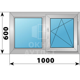 Двухстворчатое алюминиевое окно 1000×600 Г-ПО ОА-53564