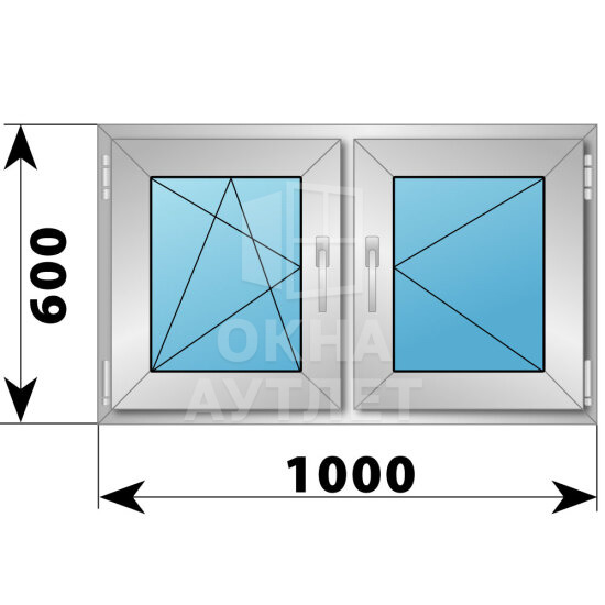 Двухстворчатое алюминиевое окно 1000×600 ПО-П ОА-54718