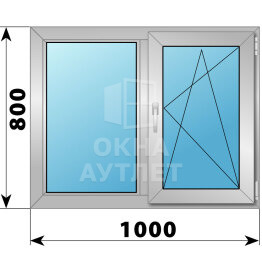 Двухстворчатое алюминиевое окно 1000×800 Г-ПО ОА-54256