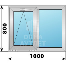 Двухстворчатое алюминиевое окно 1000×800 О-Г ОА-54211