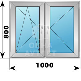 Двухстворчатое алюминиевое окно 1000×800 ПО-П ОА-54811