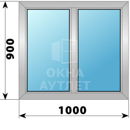 Двухстворчатое алюминиевое окно 1000×900 Г-Г ОА-53878