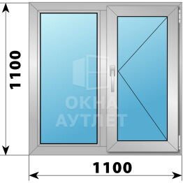 Двухстворчатое алюминиевое окно 1100×1100 Г-П ОА-54394