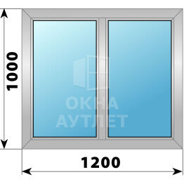 Двухстворчатое алюминиевое окно 1200×1000 Г-Г ОА-53965