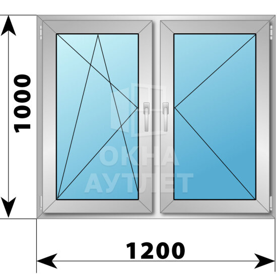 Двухстворчатое алюминиевое окно 1200×1000 ПО-П ОА-54901
