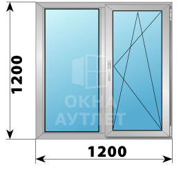 Двухстворчатое алюминиевое окно 1200×1200 Г-ПО ОА-53495